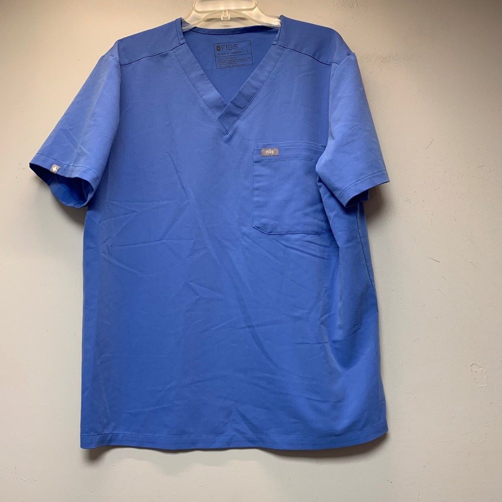 FIGS Scrub Top‎ Mens Large Blue Excellent FM1500 Technical Collection V-Neck